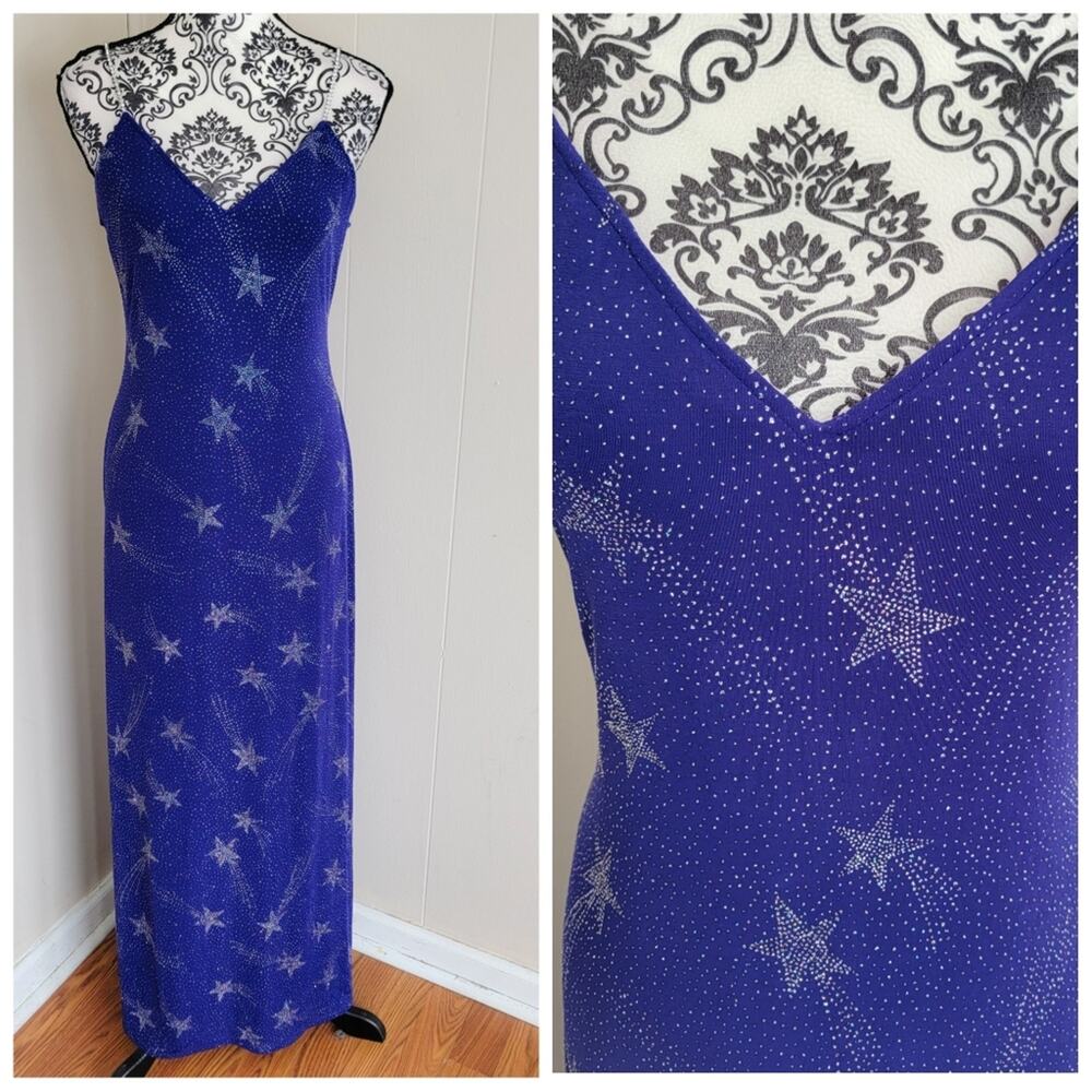 JUMP Y2K Vintage Shooting Star Rhinestone Strap Maxi Dress